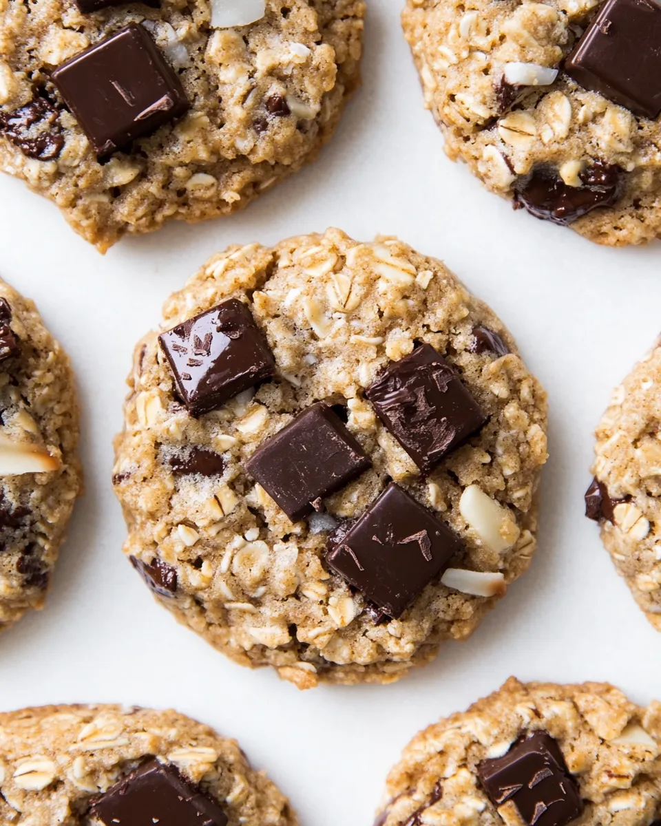 Delicious Oatmeal Coconut Almond Chocolate Chunk Cookies image