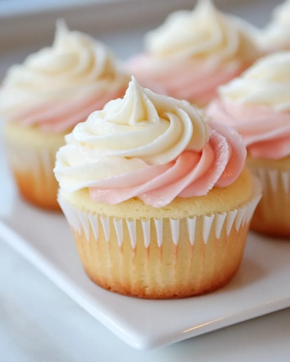 Homemade Ombre Vanilla Cupcakes with Whipped Vanilla Buttercream photo