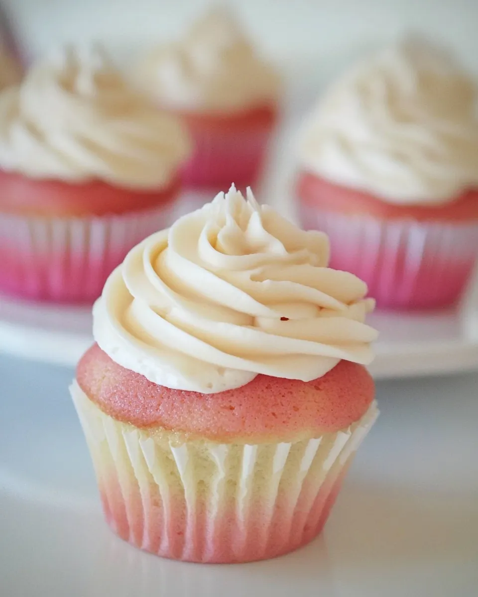 Delicious Ombre Vanilla Cupcakes with Whipped Vanilla Buttercream shot