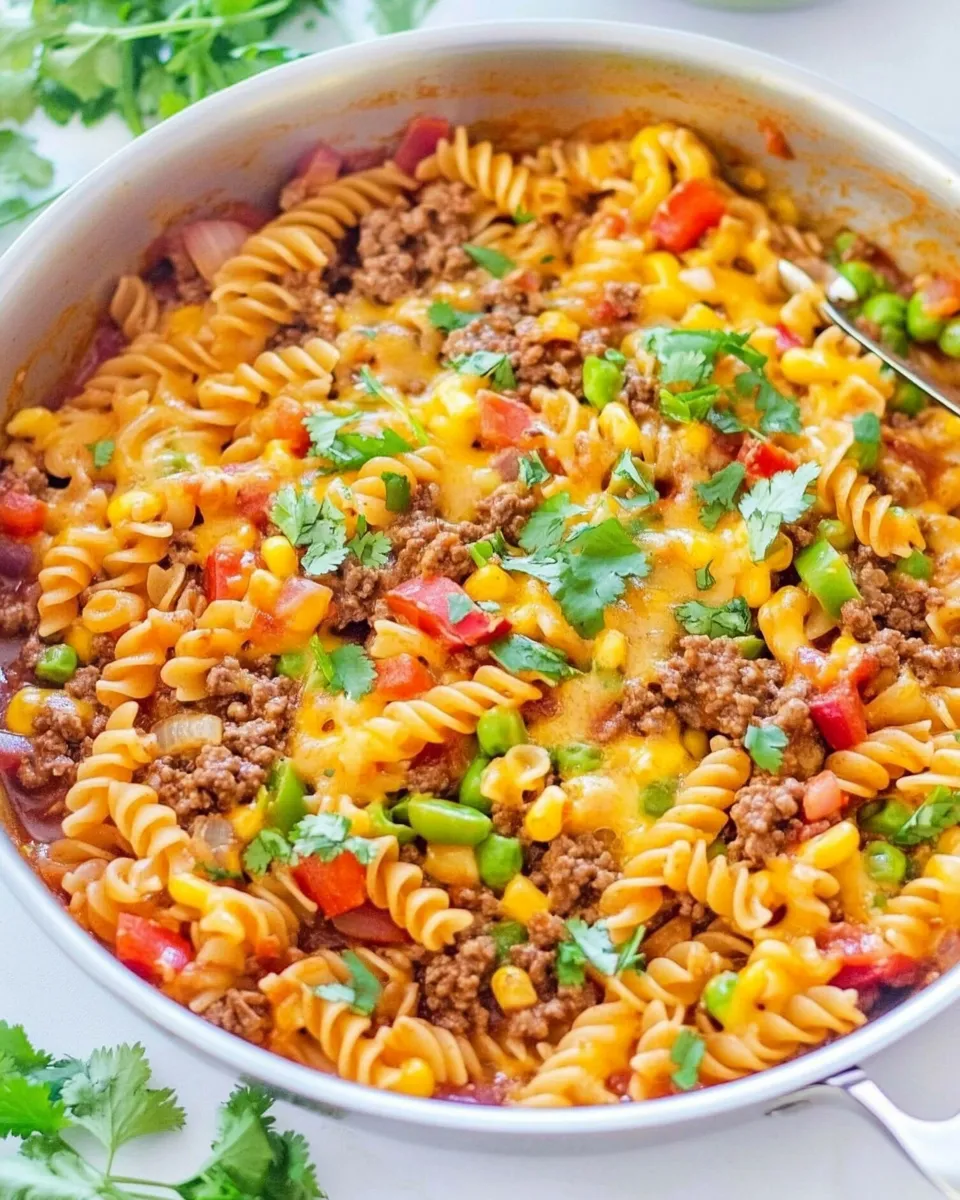 Delicious One-Skillet Beef Taco Pasta image