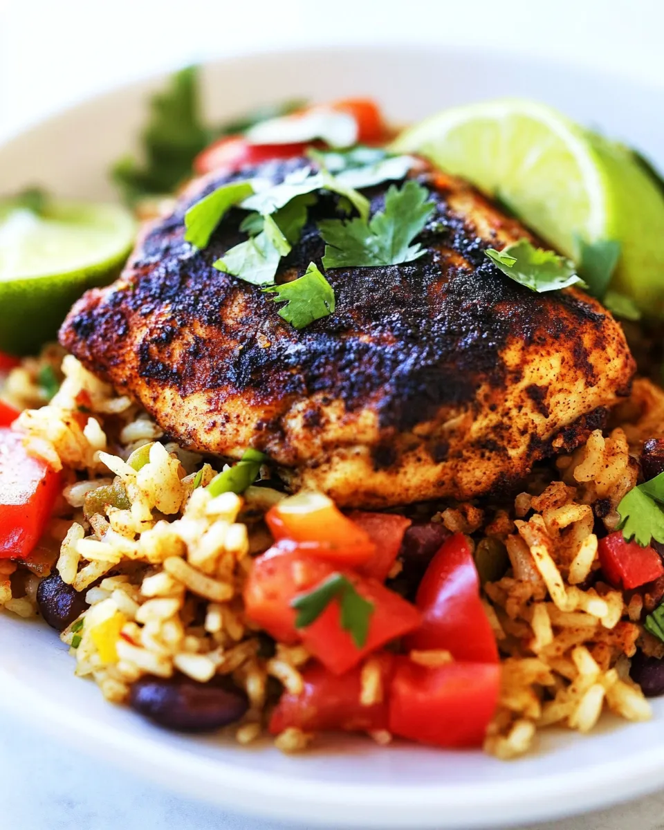 Savory One Pan Southwest Blackened Cajun Chicken with Rice shot