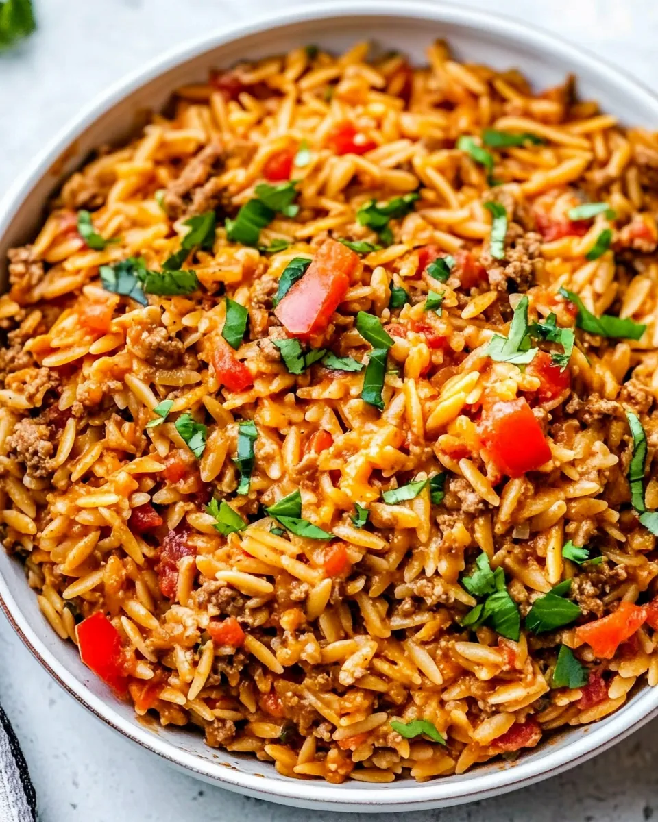 Delicious One Pot Cheesy Taco Orzo image