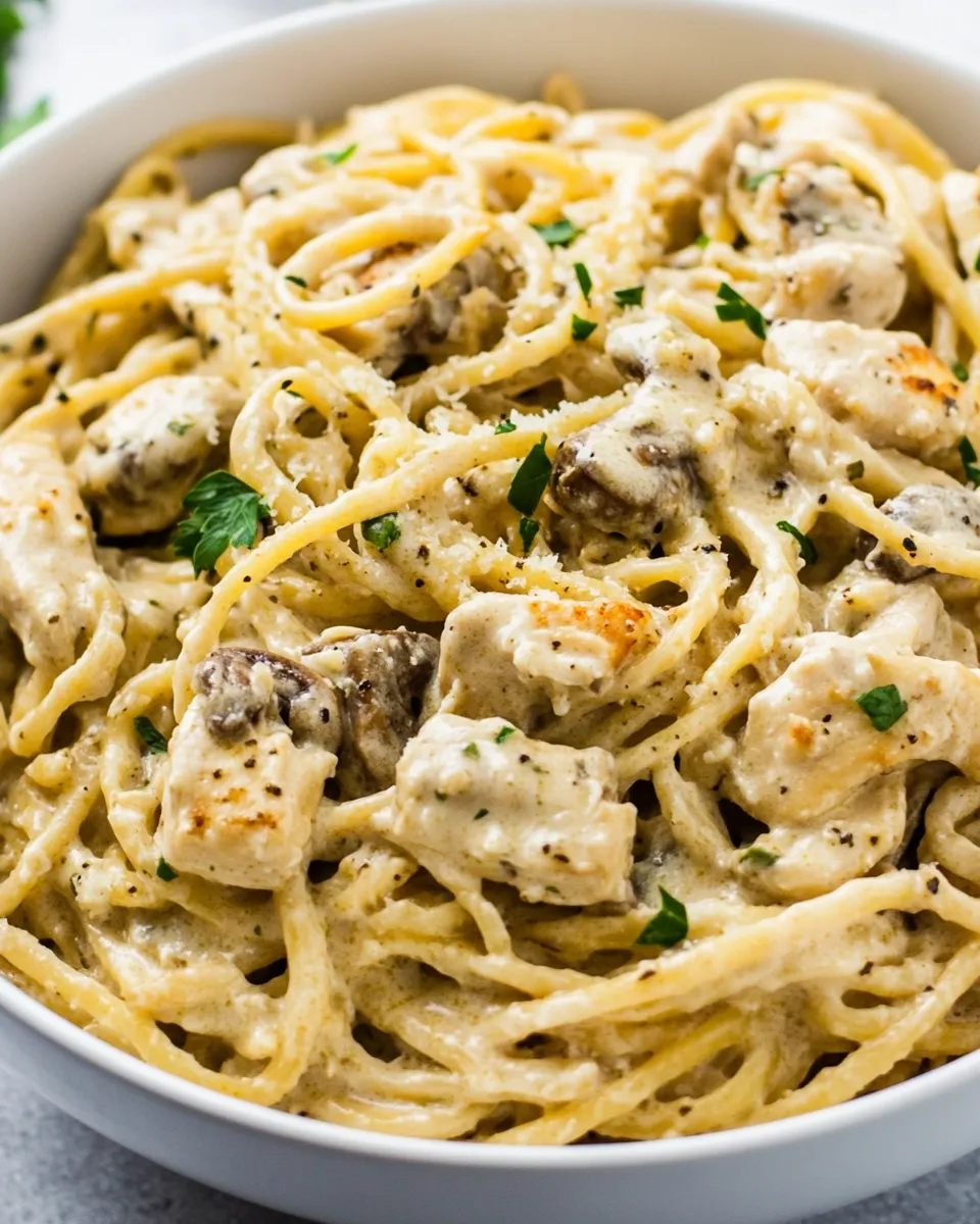 Tasty One Pot Chicken Tetrazzini shot