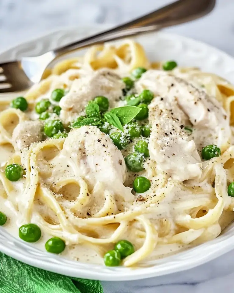 Easy One Pot Chicken and Peas Fettuccine Alfredo photo
