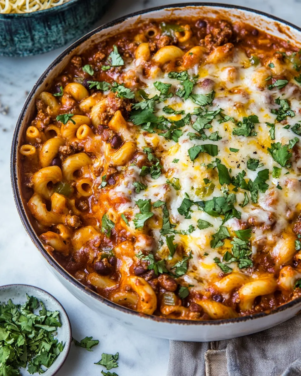 Quick One Pot Chili Mac and Cheese. recipe photo