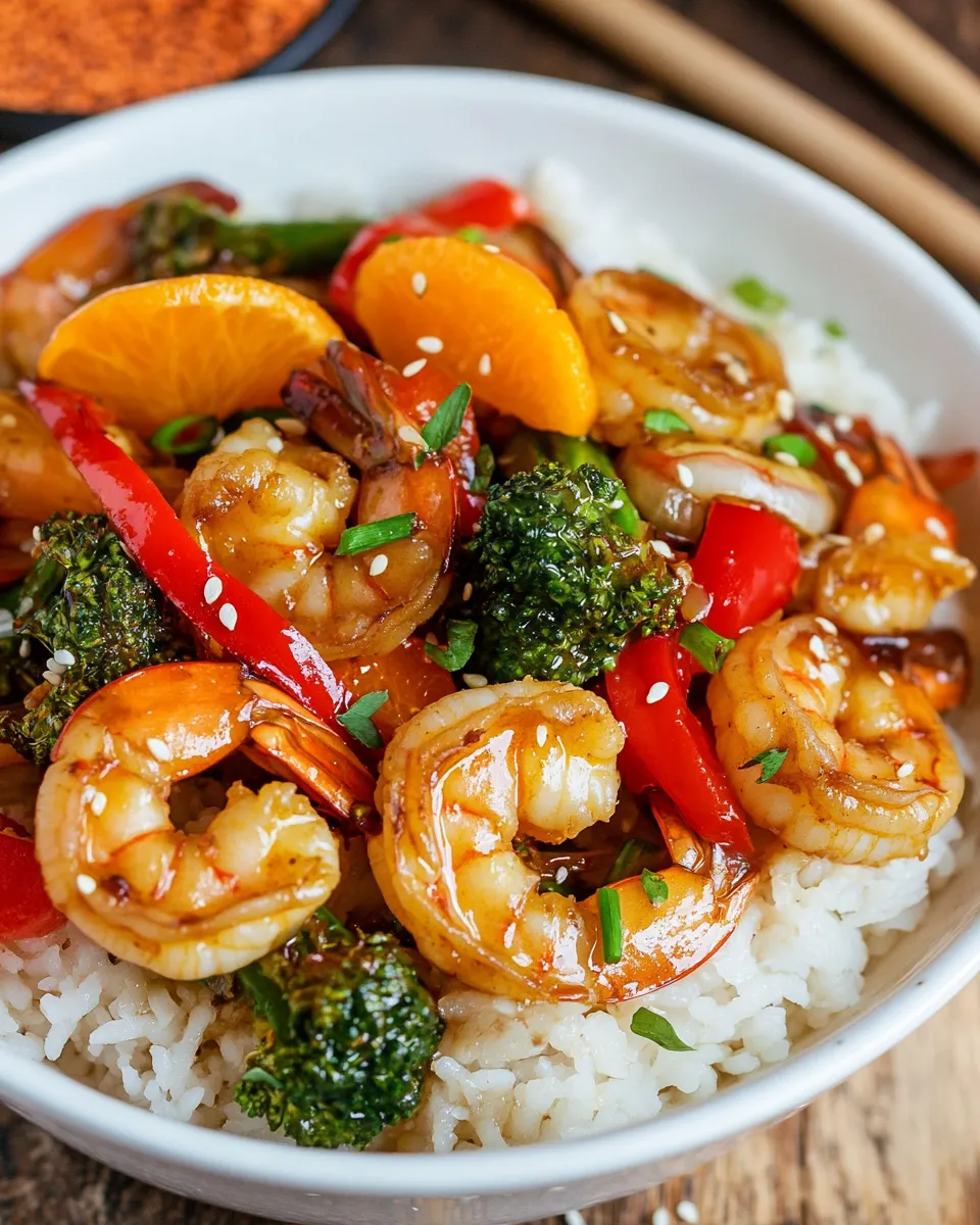 Tasty Orange Ginger Shrimp Stir Fry shot