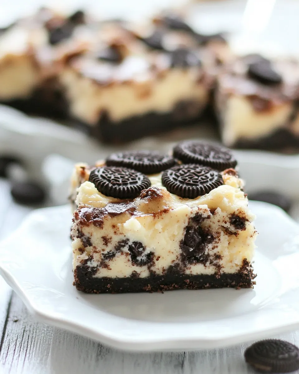 Easy Oreo Cheesecake Cookie Dough Bars food shot