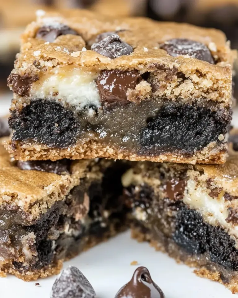 Easy Oreo Stuffed Chocolate Chip Cookie Gooey Bars photo