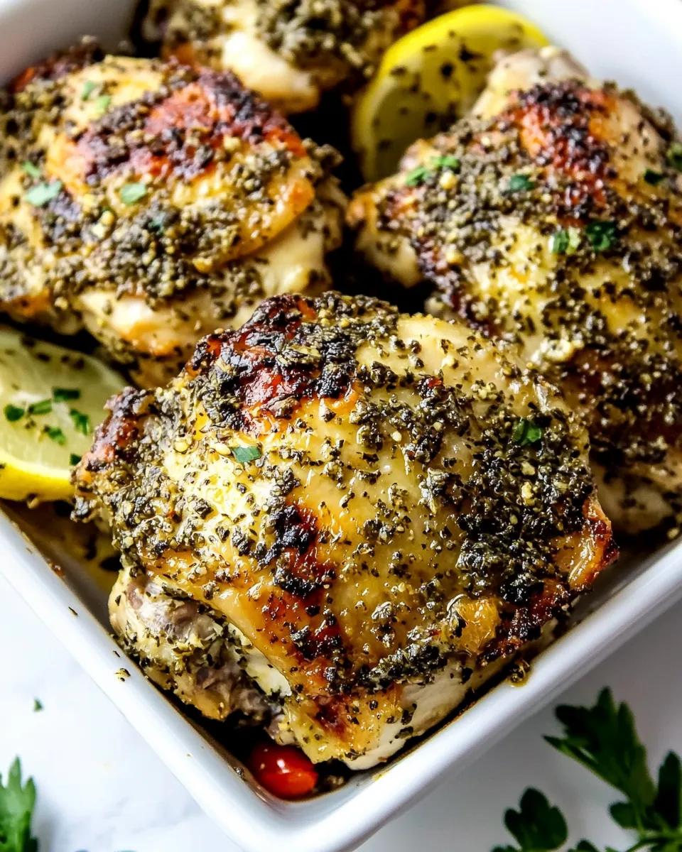 Healthy Oven Baked Greek Chicken Thighs image