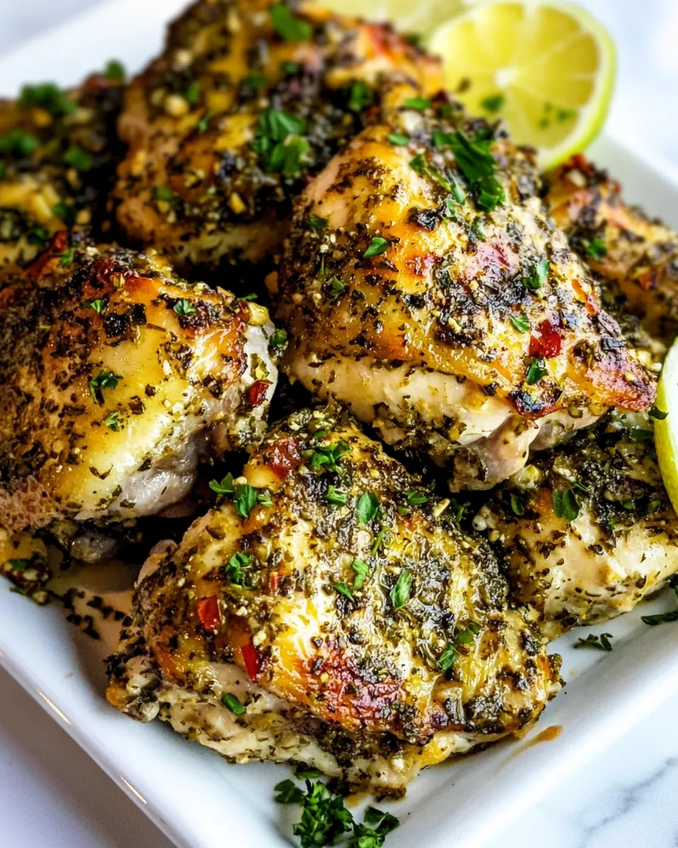 Quick Oven Baked Greek Chicken Thighs food shot