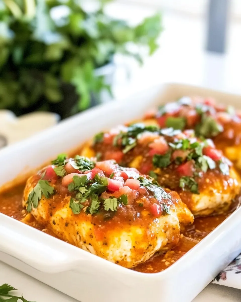 Healthy Oven Baked Salsa Chicken shot