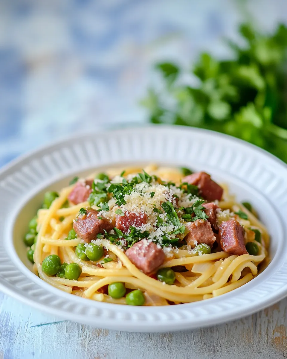 Homemade PASTA WITH PEAS AND KIELBASA photo