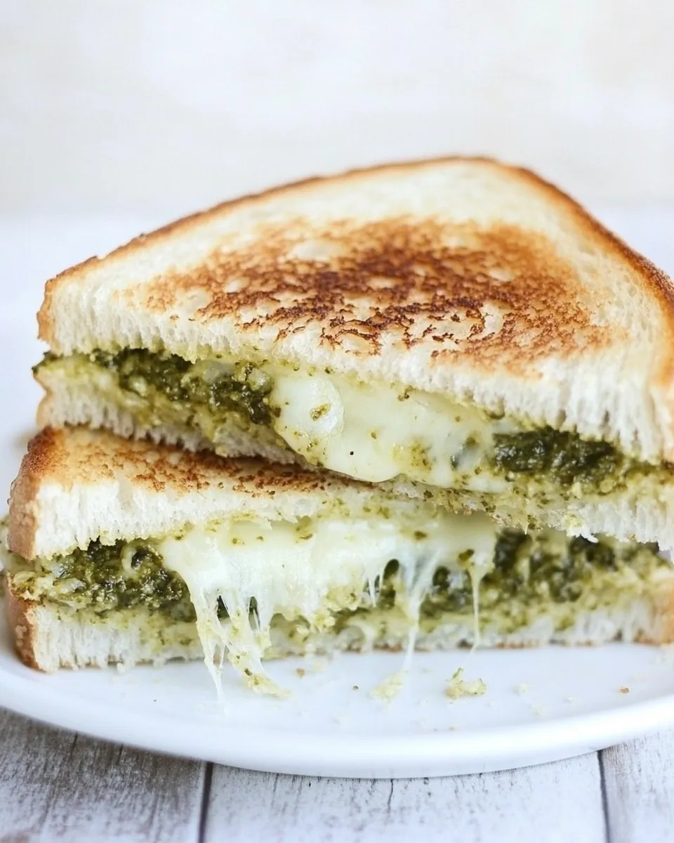 Homemade Parmesan Crusted Pesto Grilled Cheese Sandwich photo