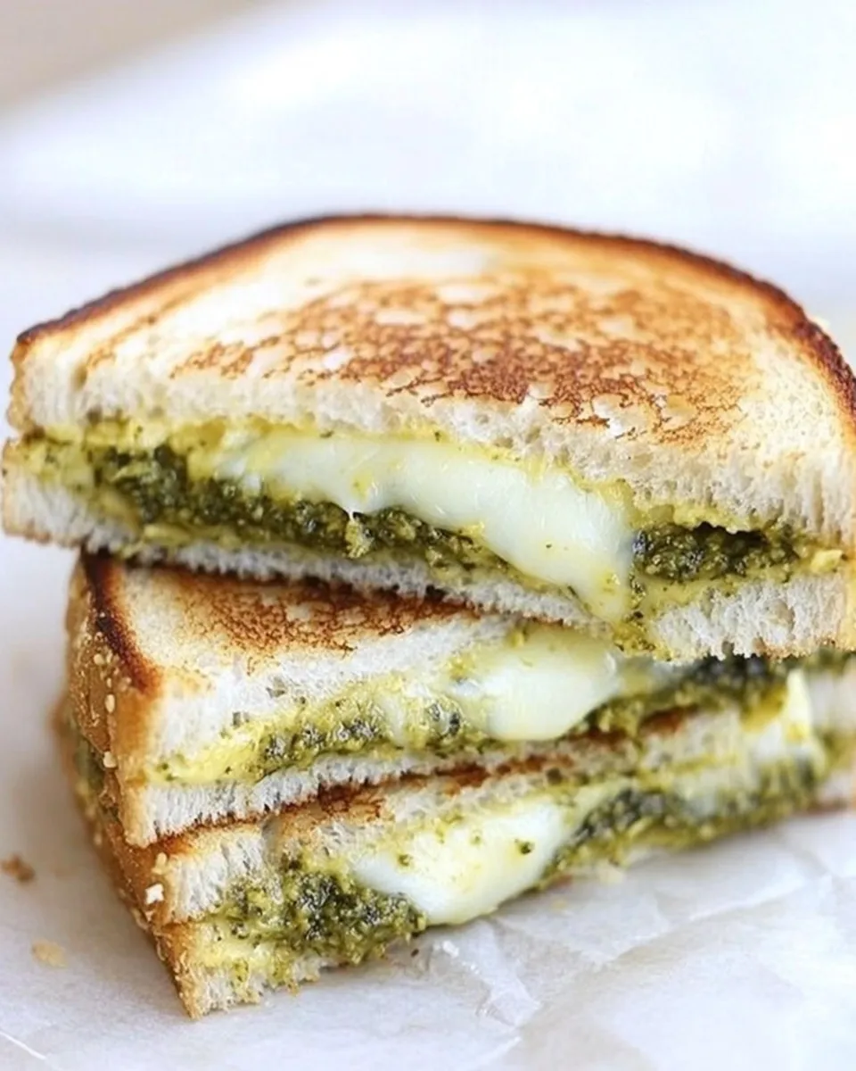 Classic Parmesan Crusted Pesto Grilled Cheese Sandwich image