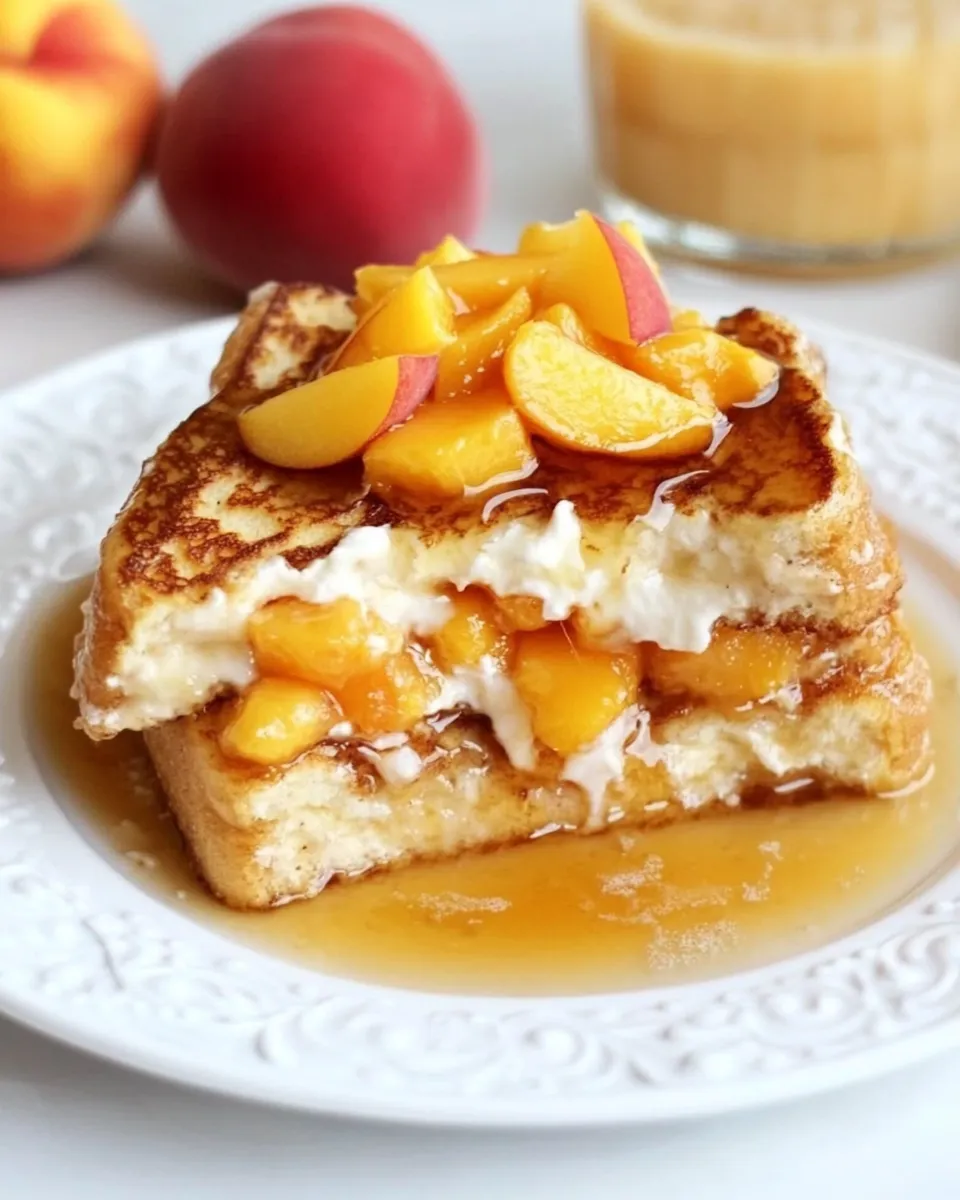 Sweet Peaches and Cream Stuffed French Toast dish photo