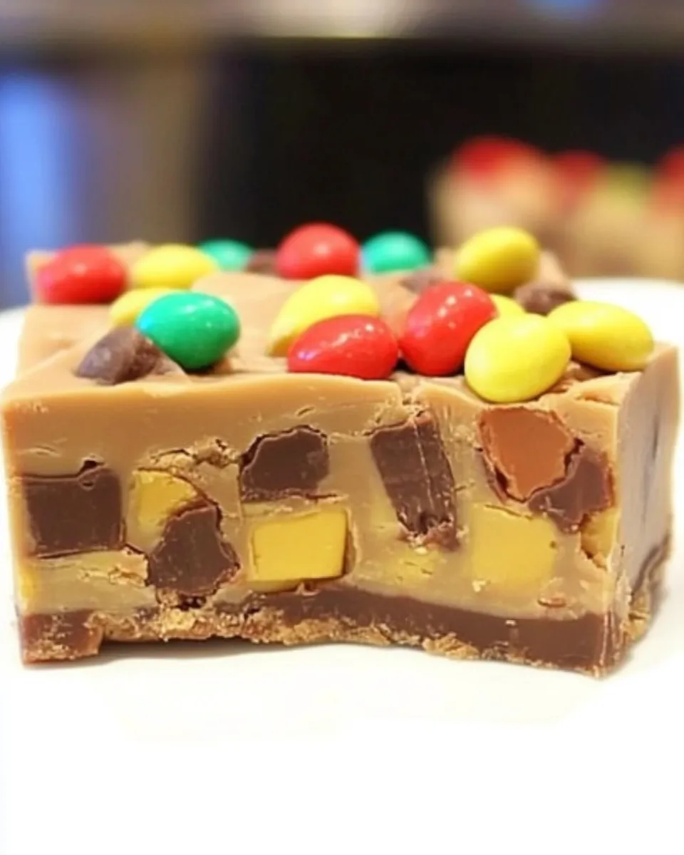 Easy Peanut Butter Candy Bar Fudge recipe photo