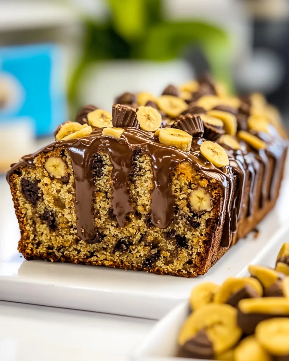 Delicious Peanut Butter Cup Banana Bread shot