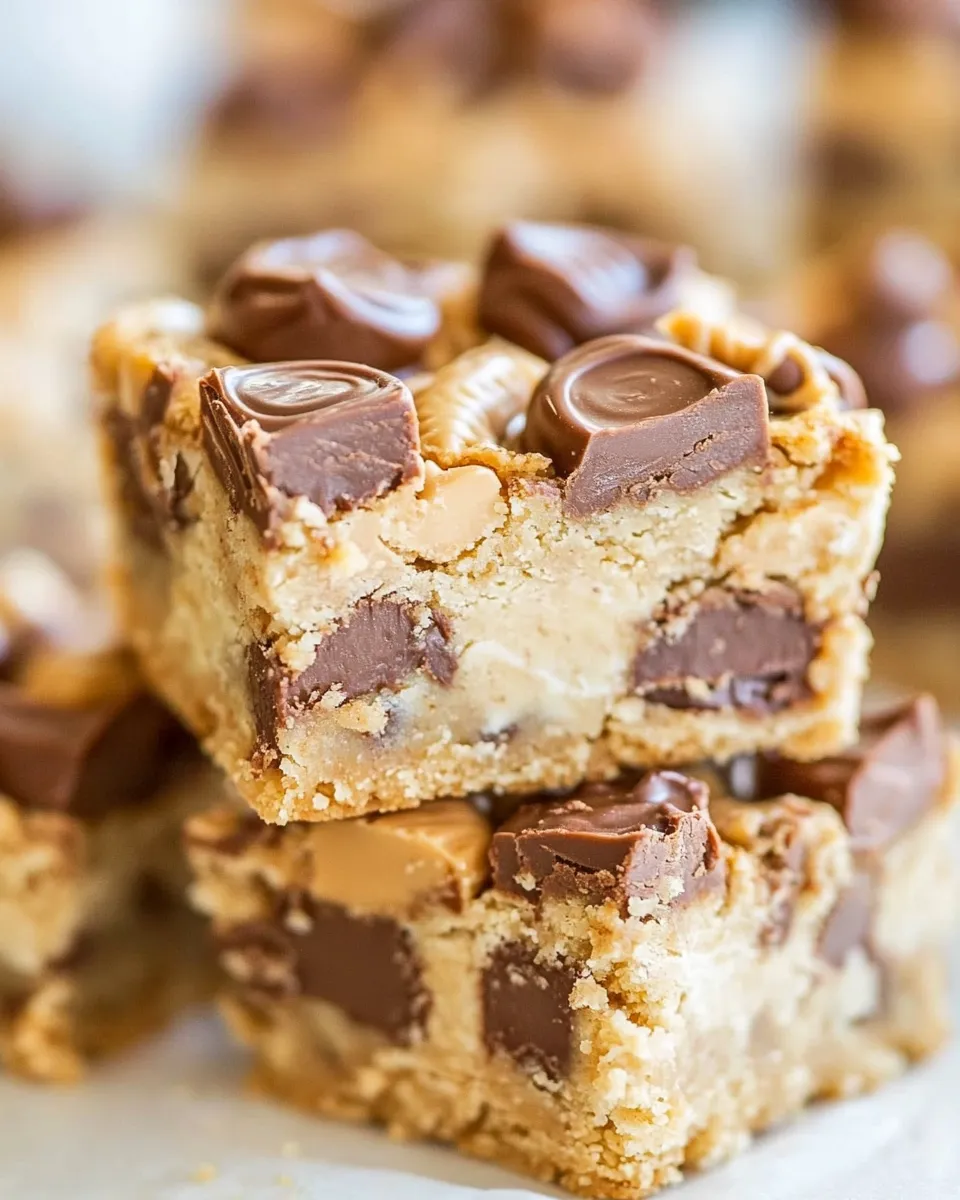 Delicious Peanut Butter Cup Cookie Dough Crumble Bars shot