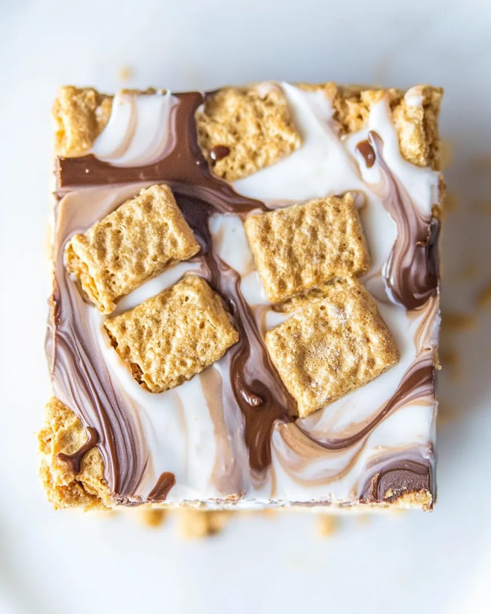 Simple Peanut Butter Cup Golden Grahams Smores Bars. recipe photo