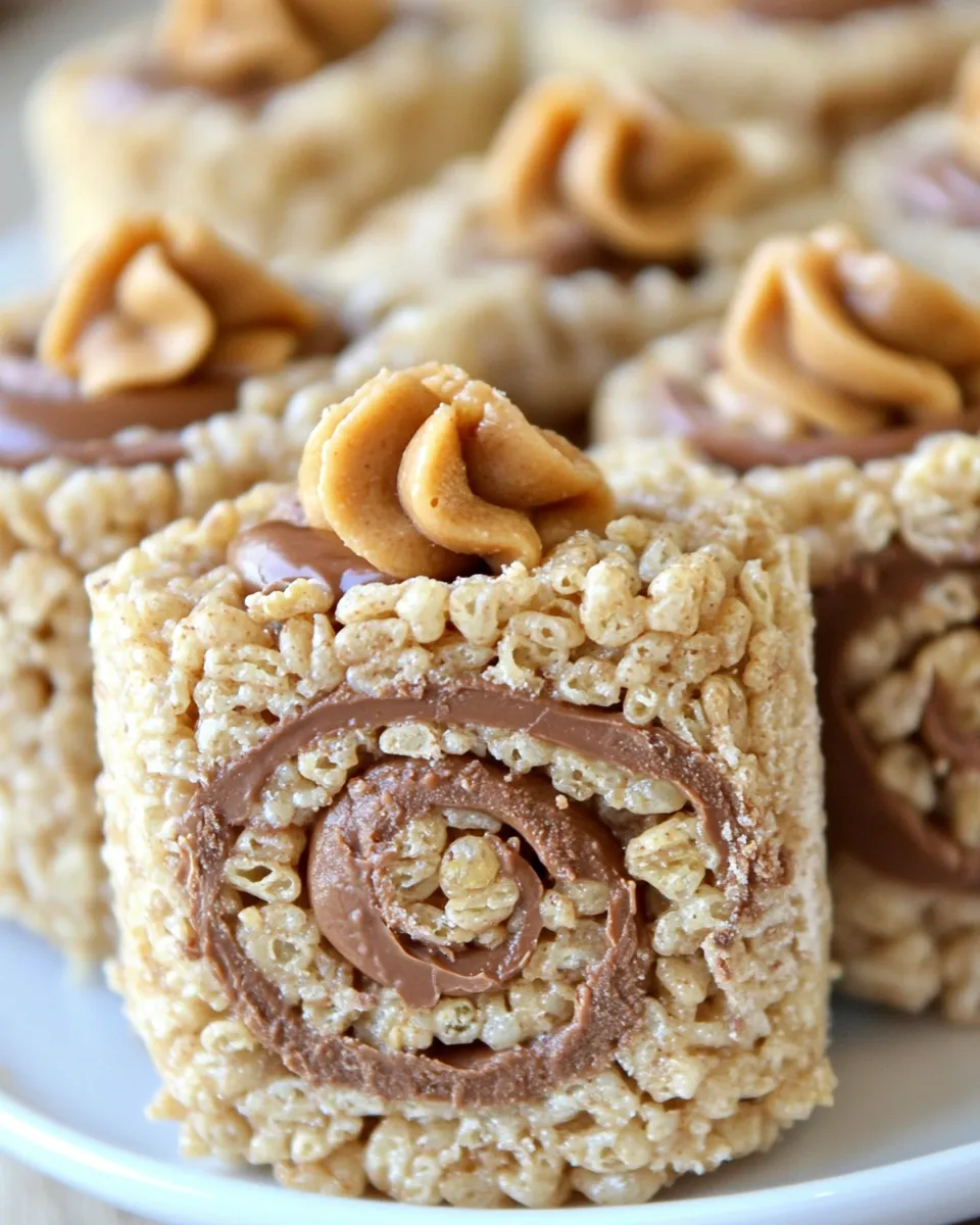 Tasty Peanut Butter Cup Rice Krispie Treats Pinwheels shot