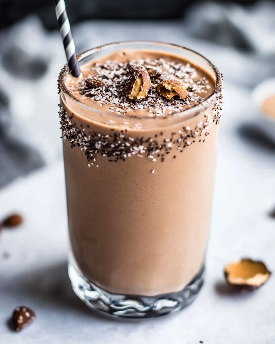 Quick Peanut Butter Low-Carb Keto Smoothie With Almond Milk shot