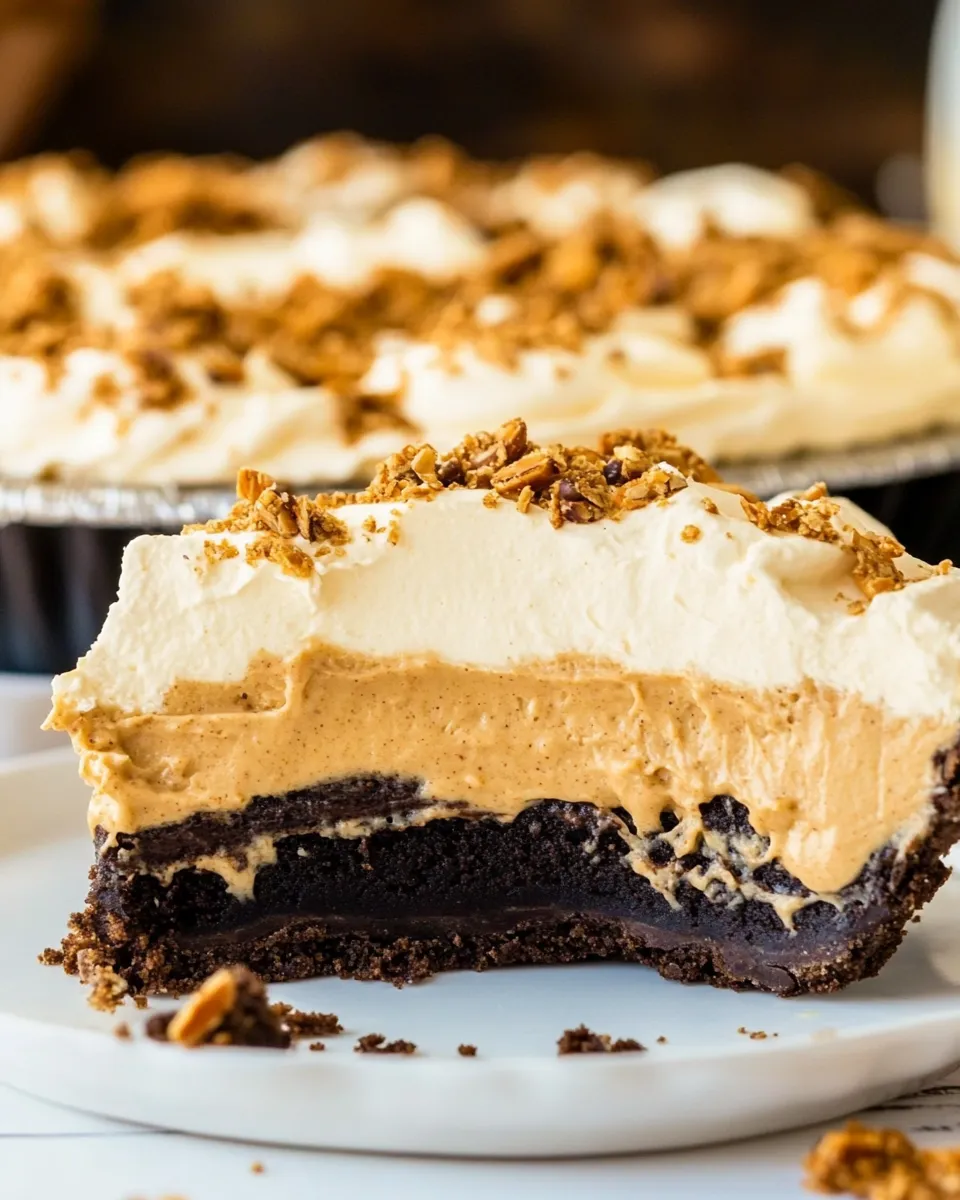 Delicious Peanut Butter Mousse Brownie Pie image