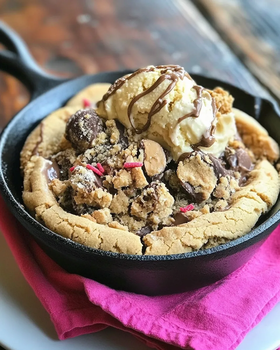 Ultimate Peanut Butter Skillet Cookie Sundae. recipe photo