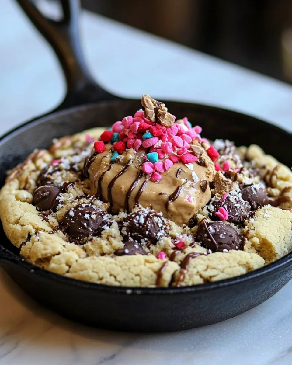 Healthy Peanut Butter Skillet Cookie Sundae. recipe image