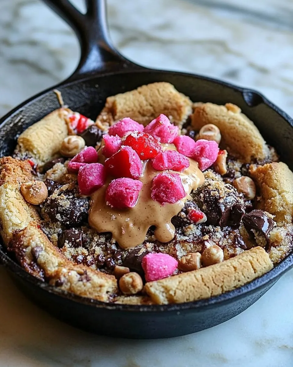 Sweet Peanut Butter Skillet Cookie Sundae. shot