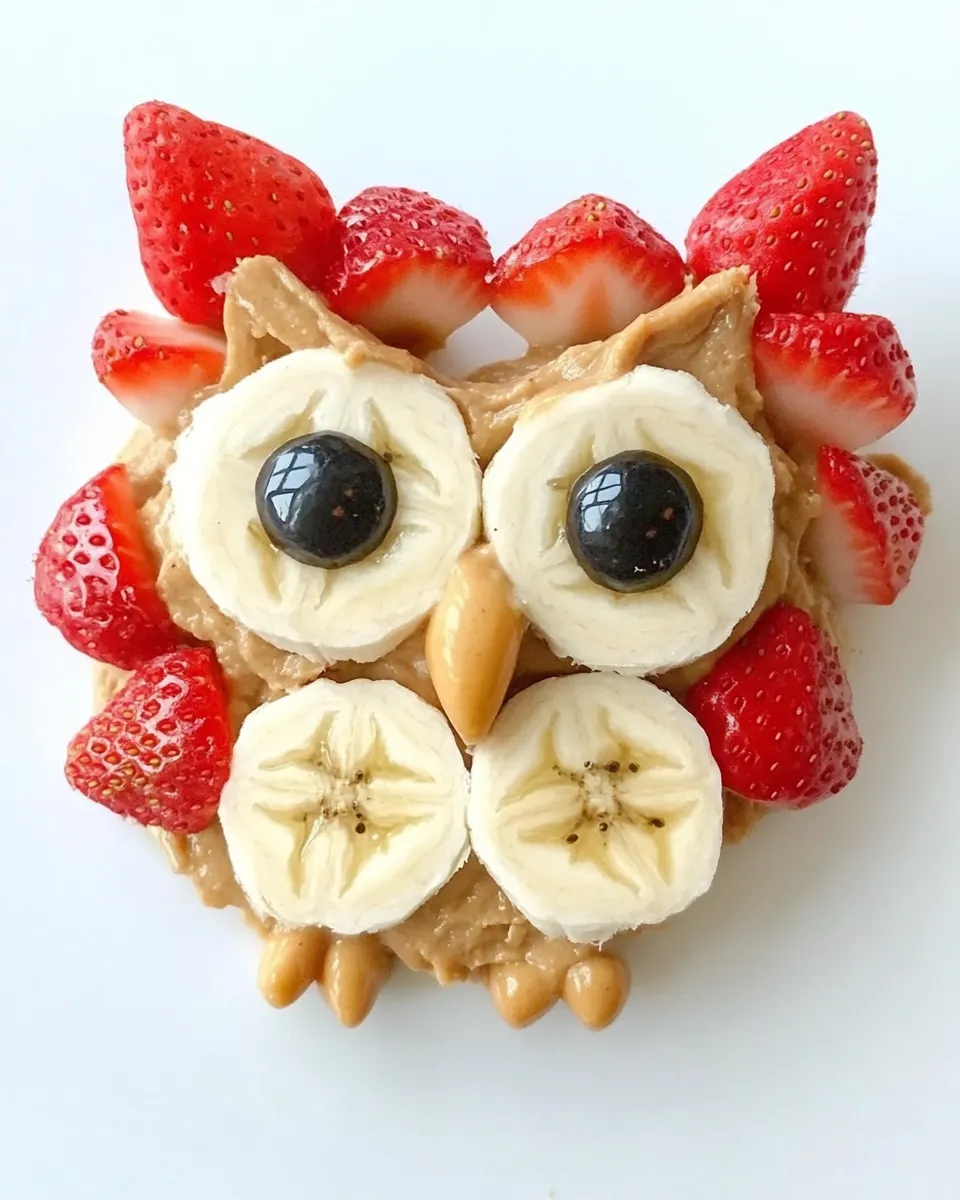 Easy Peanut Butter Strawberry Banana Owl Kids Snack photo