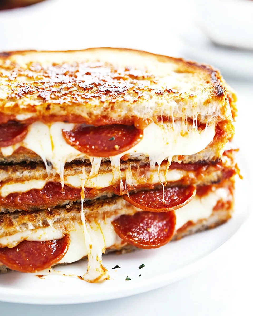 Classic Pepperoni Pizza Grilled Cheese Sandwiches image