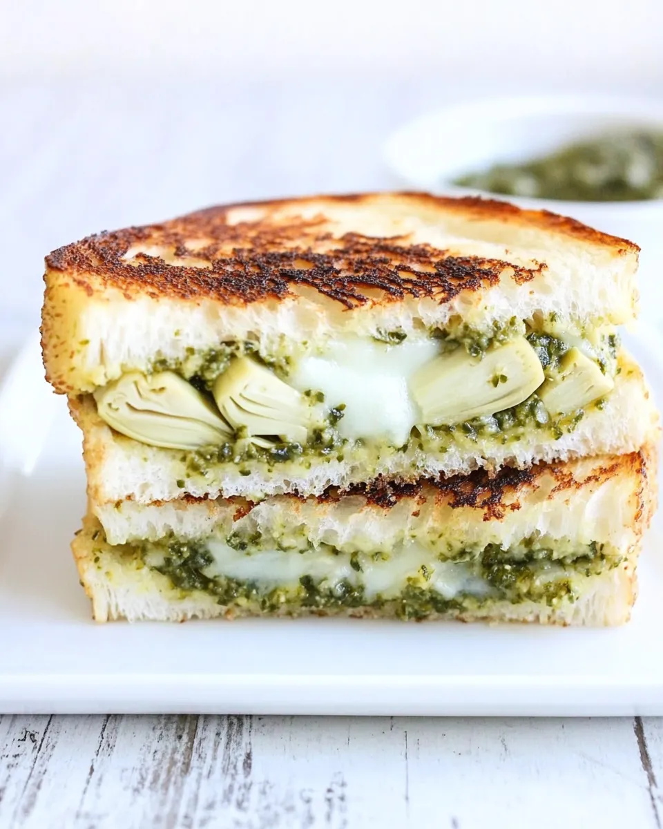Delicious Pesto, Artichoke, and Havarti Grilled Cheese image