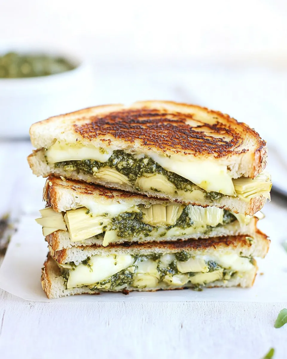 Tasty Pesto, Artichoke, and Havarti Grilled Cheese shot