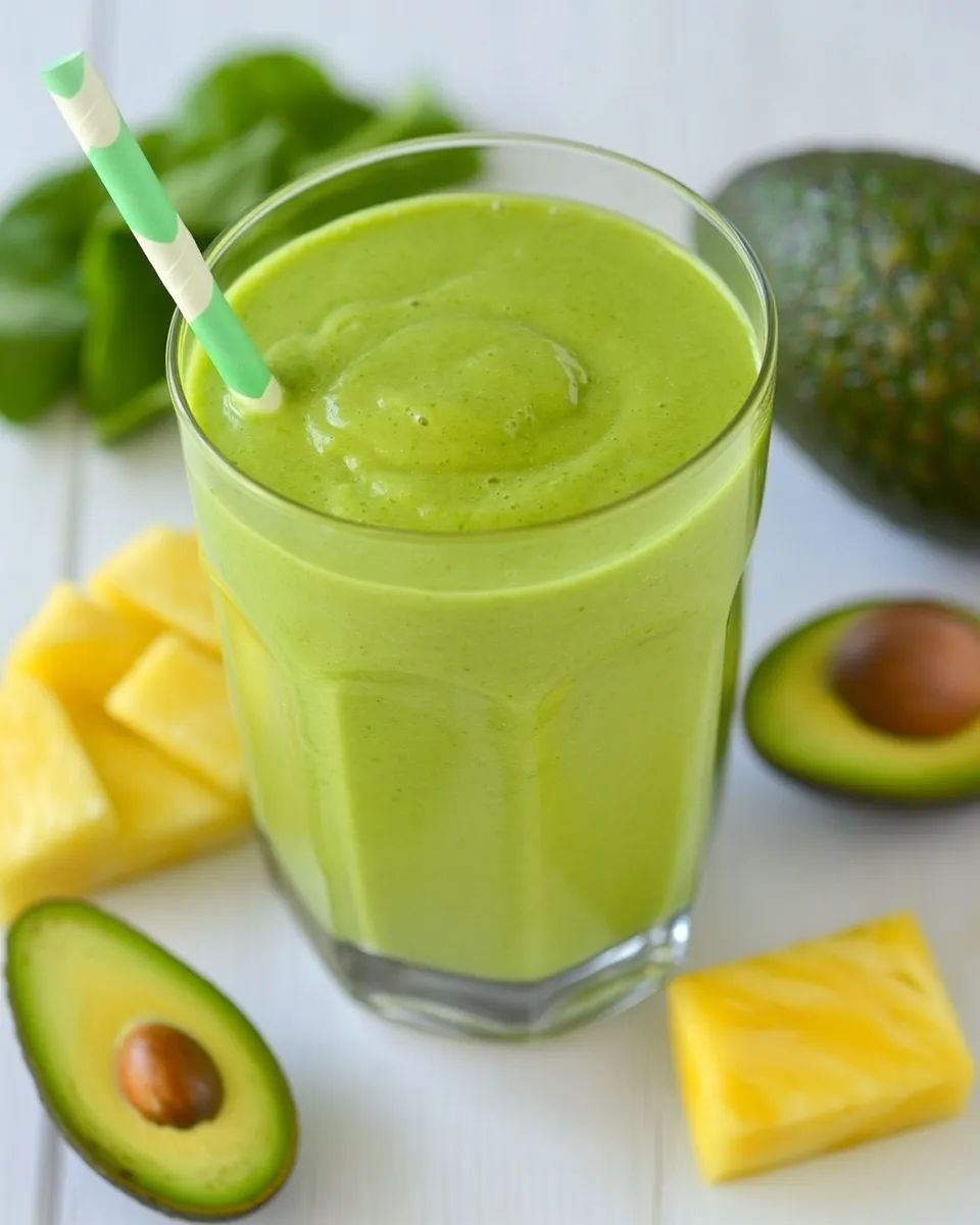 Delicious Pineapple Avocado Green Smoothie image