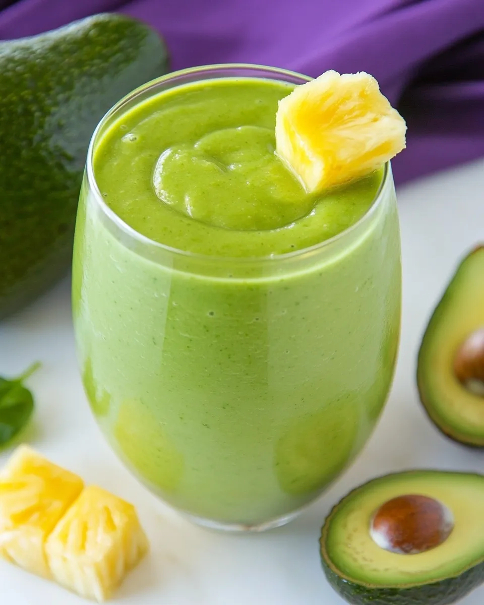 Healthy Pineapple Avocado Green Smoothie recipe photo