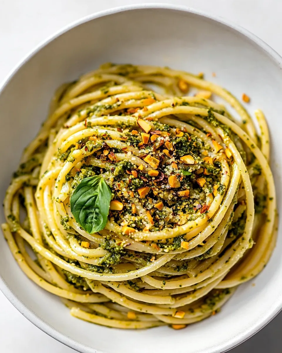 Homemade Pistachio Pesto Pasta photo