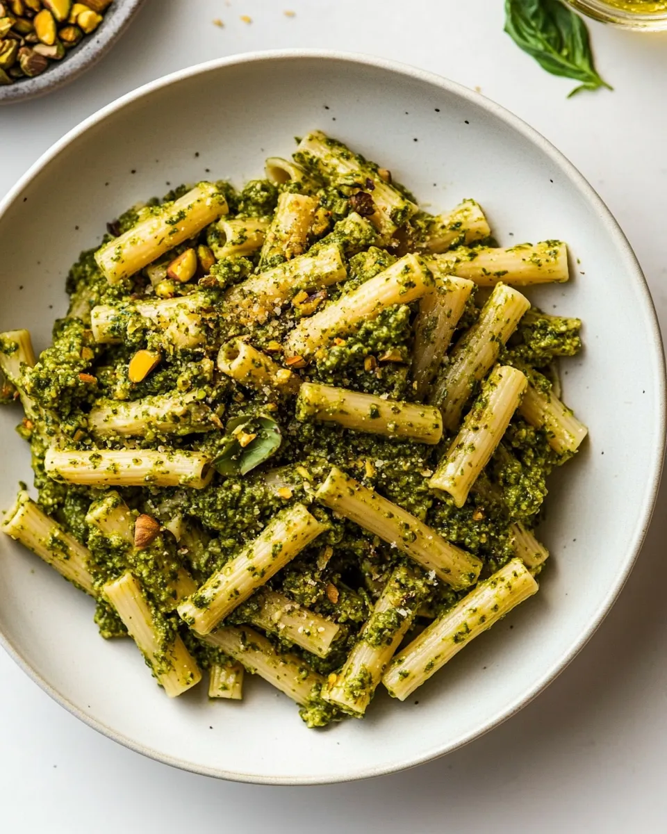 Simple Pistachio Pesto Pasta shot