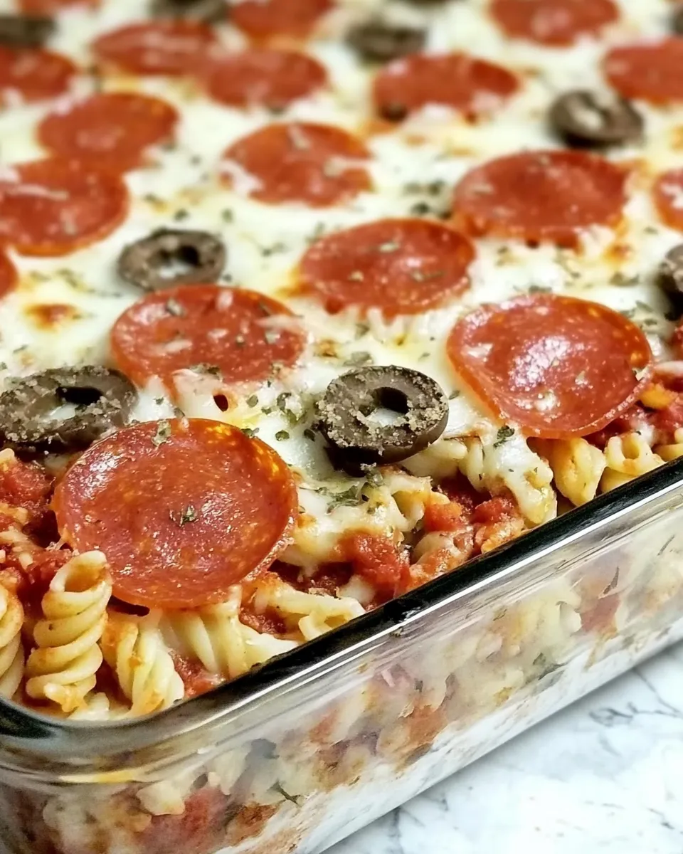 Delicious Pizza Pasta Casserole shot