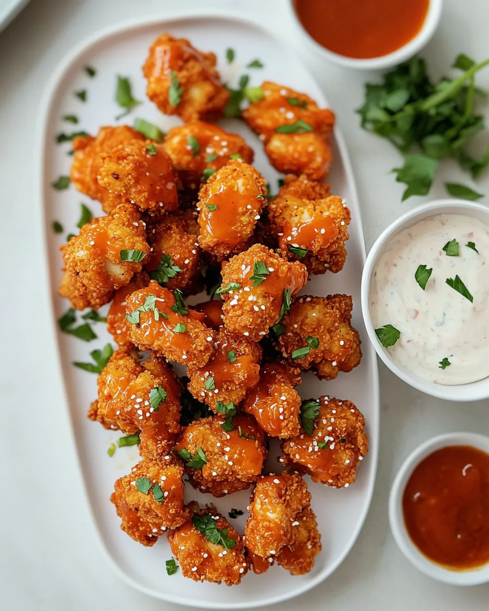 Delicious Pretzel Crusted Buffalo Chicken Bites. food shot