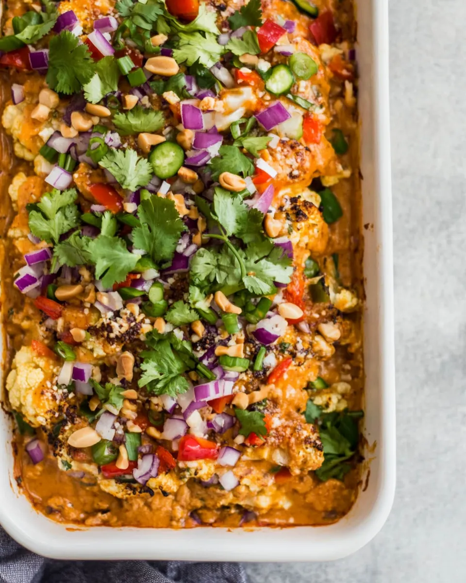 Quick Rainbow Cauliflower Casserole With Thai Peanut Chicken recipe photo