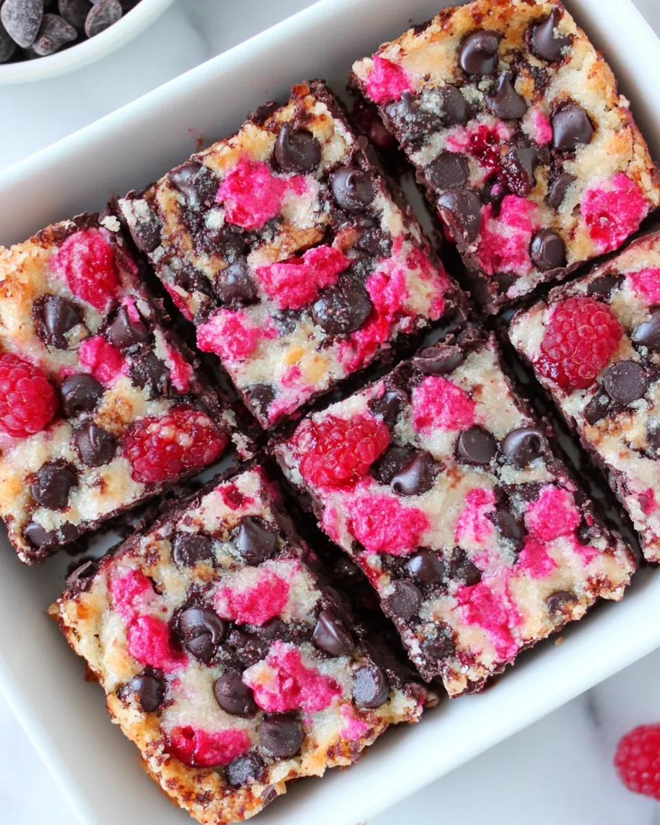 Easy Raspberry Chocolate Chip Magic Squares recipe photo