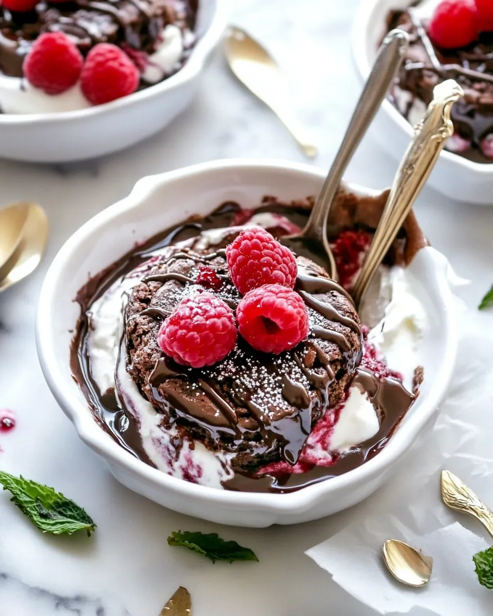 Delicious Raspberry Swirl Brownie Sundae For Two image