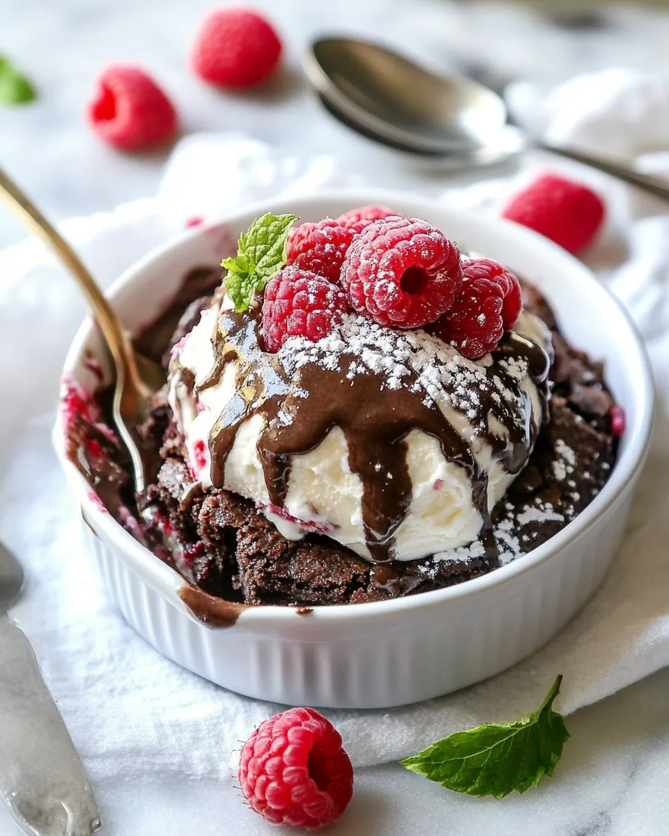 Quick Raspberry Swirl Brownie Sundae For Two shot