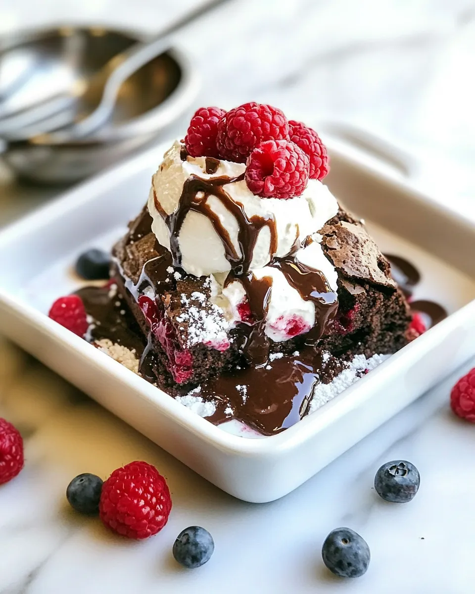 Tasty Raspberry Swirl Brownie Sundae For Two recipe photo