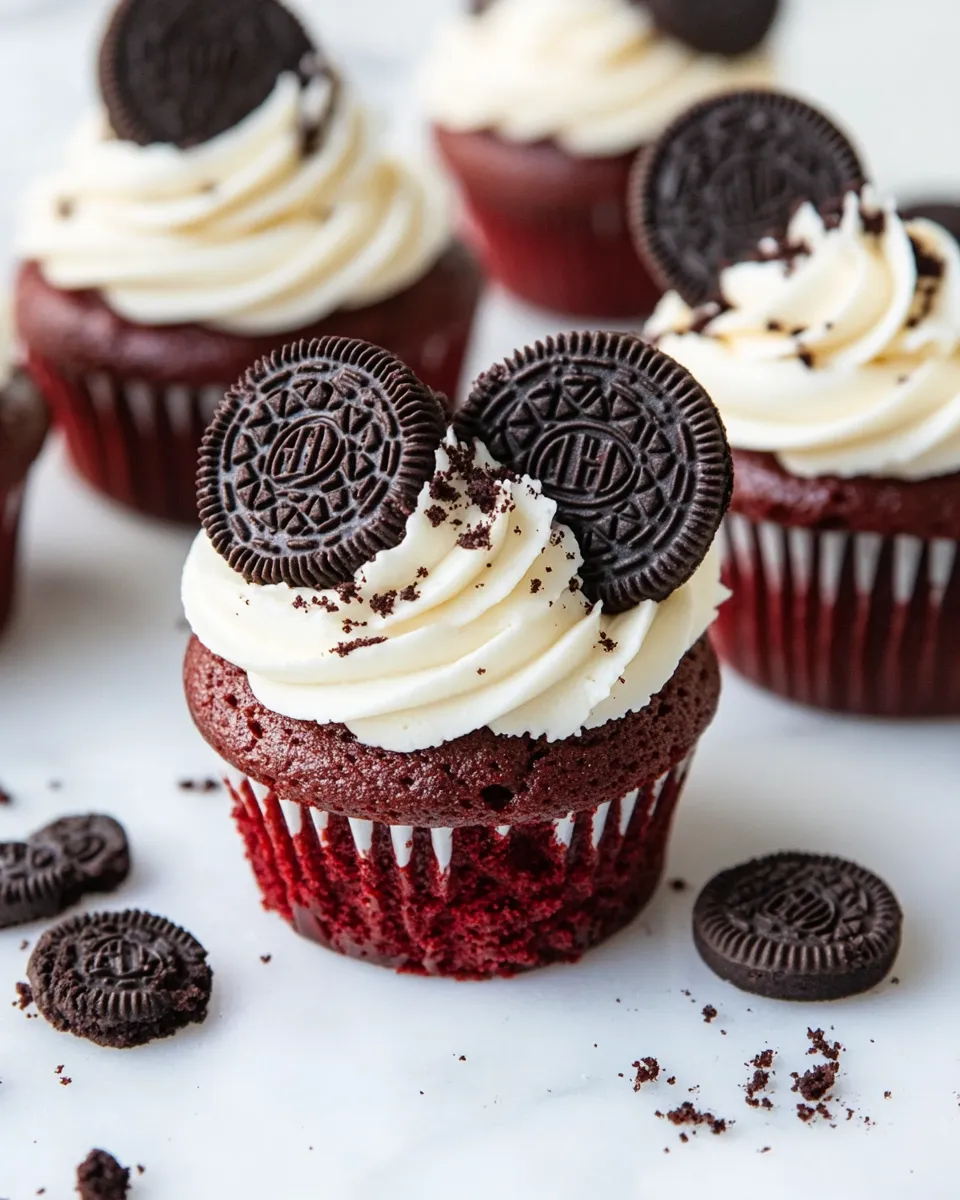 Homemade Red Velvet Oreo Cupcakes photo