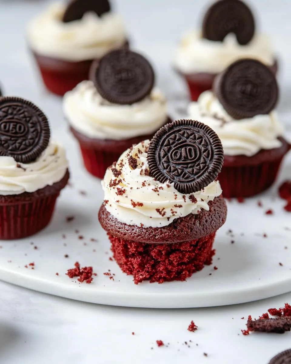Easy Red Velvet Oreo Cupcakes recipe photo