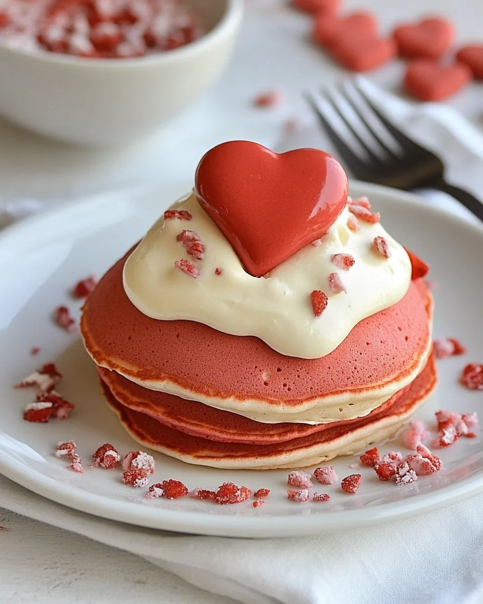 Easy Red Velvet Pancakes with Cream Cheese Topping recipe photo