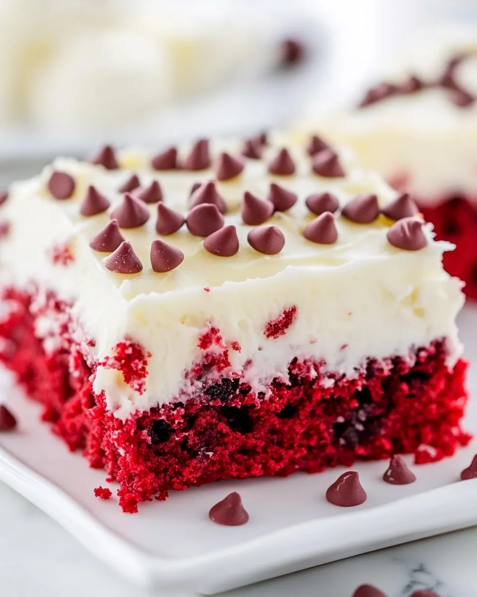 Homemade Red Velvet Poke Cake with Cream Cheese Frosting photo