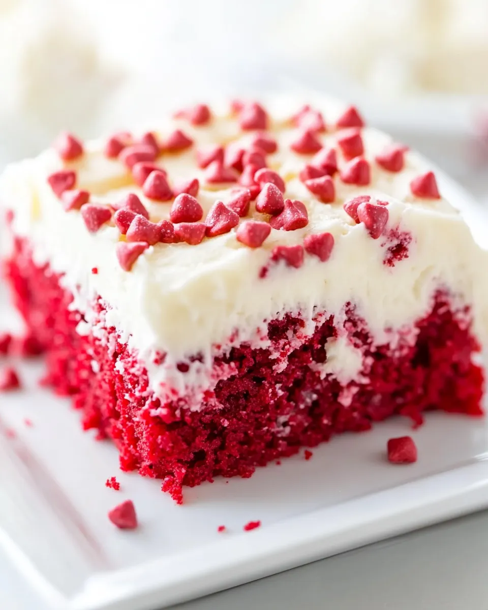 Classic Red Velvet Poke Cake with Cream Cheese Frosting image