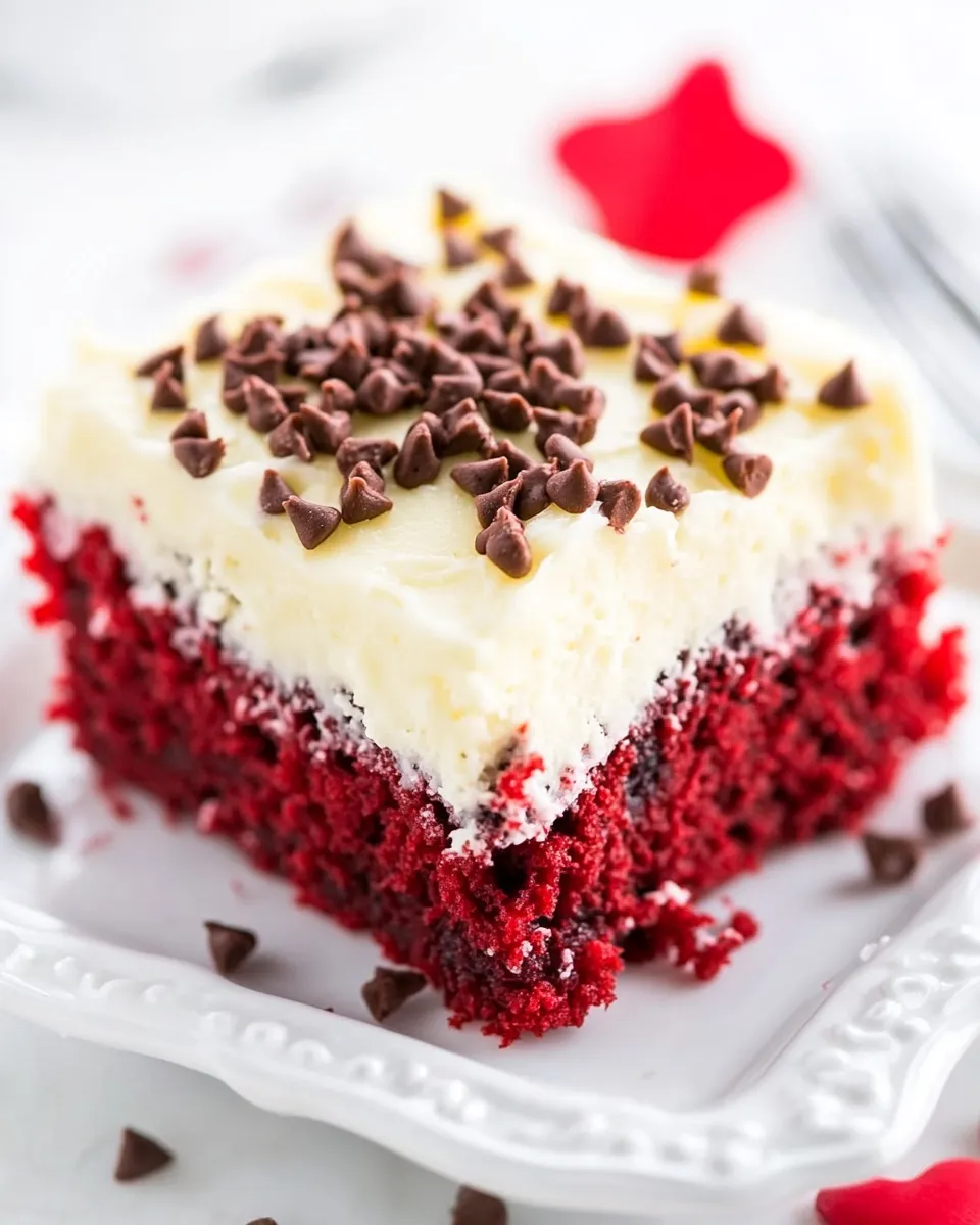 Delicious Red Velvet Poke Cake with Cream Cheese Frosting recipe image
